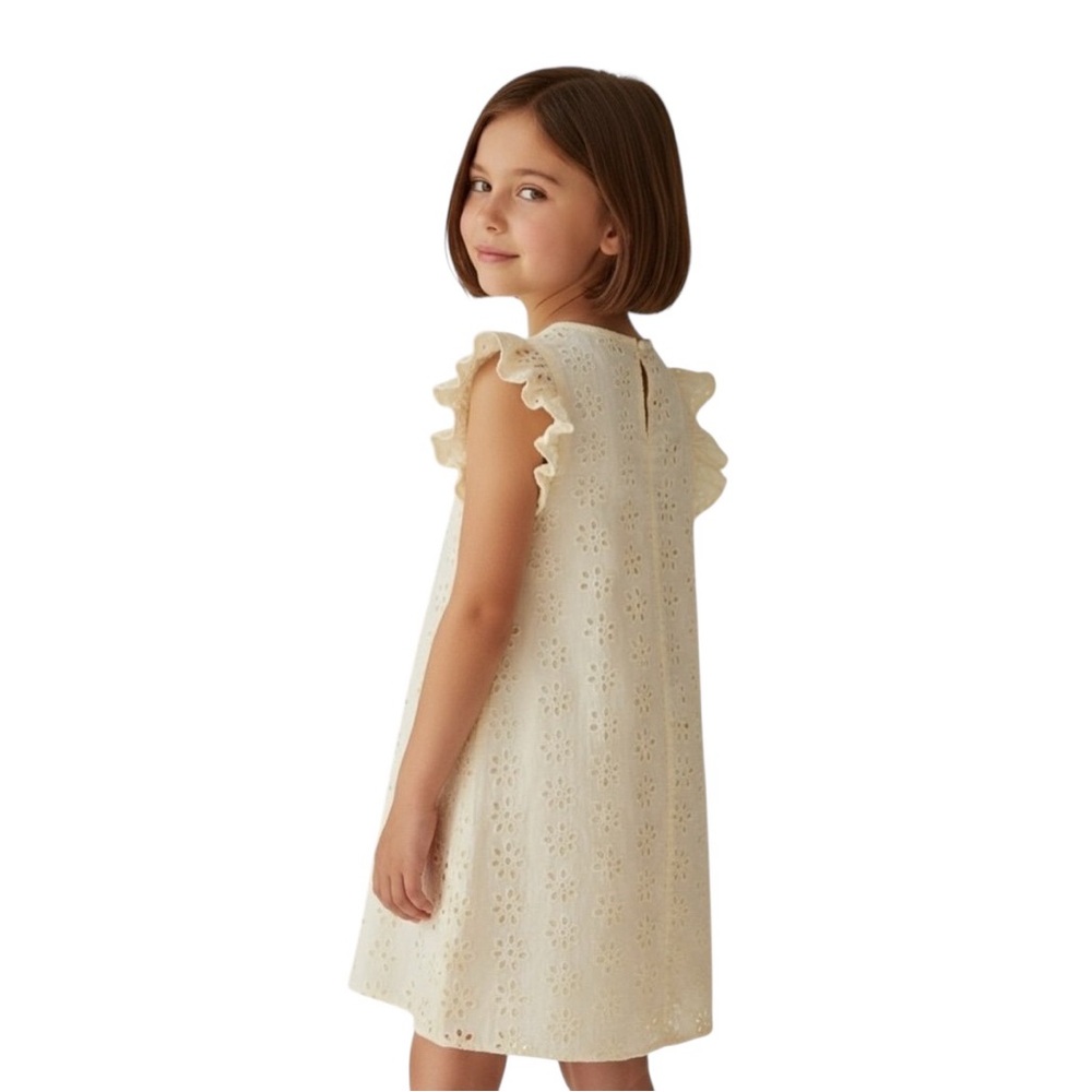 NWT Forever 21 Kids Girls Size 11-12 Pale Yellow Woven Eyelet Lace Dress